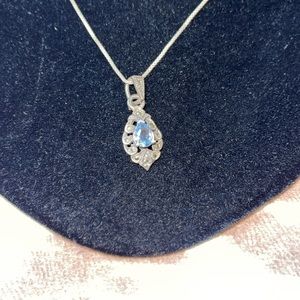 Vintage CW Charm Sterling Silver Aquqmarine Marcasite Victorian Style Jewelry